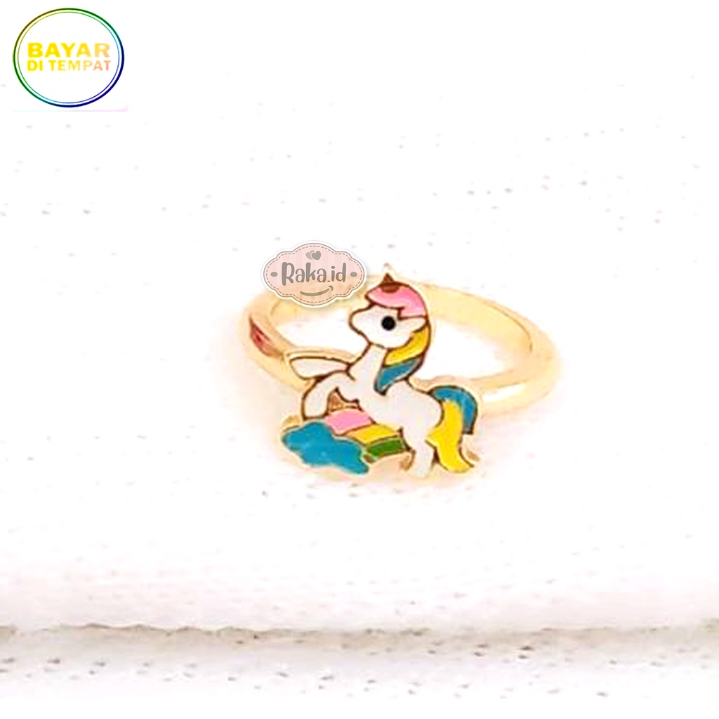 Cincin Anak Unicorn Pelangi Perhiasan Cantik Anak Lapis Emas 18k 798