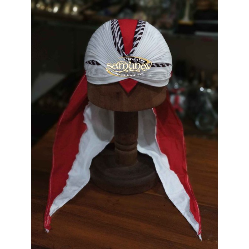 Blangkon jogja lipat klewer merah putih samurai dewasa