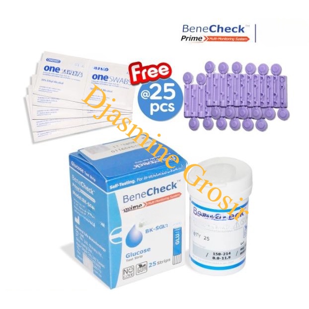 Strip Benecheck PRIME Gula Darah Glucose Free Alkoho swab dan Lancet