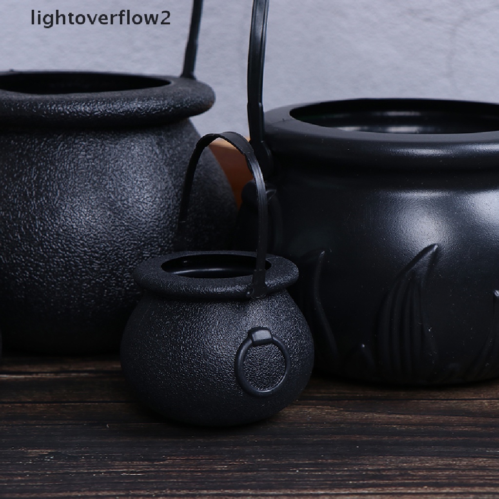 [lightoverflow2] Halloween Candy Kettles Pot Halloween Cauldron Bucket With Handle Kids Toy [new]