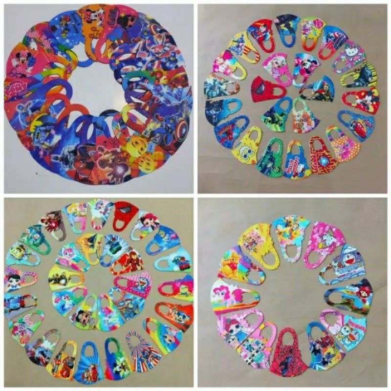 Masker Scuba Karakter Anak Motif Kartun Printing Lucu Masker Sekolah Scuba SD | SMP | SMA