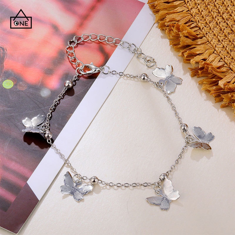 COD❤Gelang Kaki Wanita Kupu-kupu Baru Fashion Aksesoris Hadiah Pacar Berongga Gelang A one