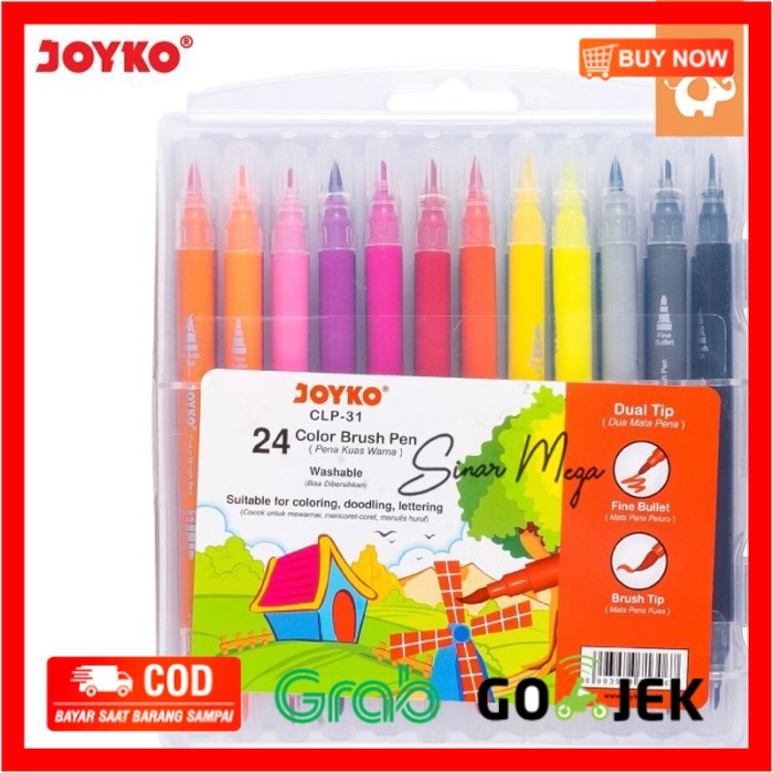 

(BISA COD) [ SET ] Color Brush Pen Dual Tip - Joyko CLP-31 24 Warna