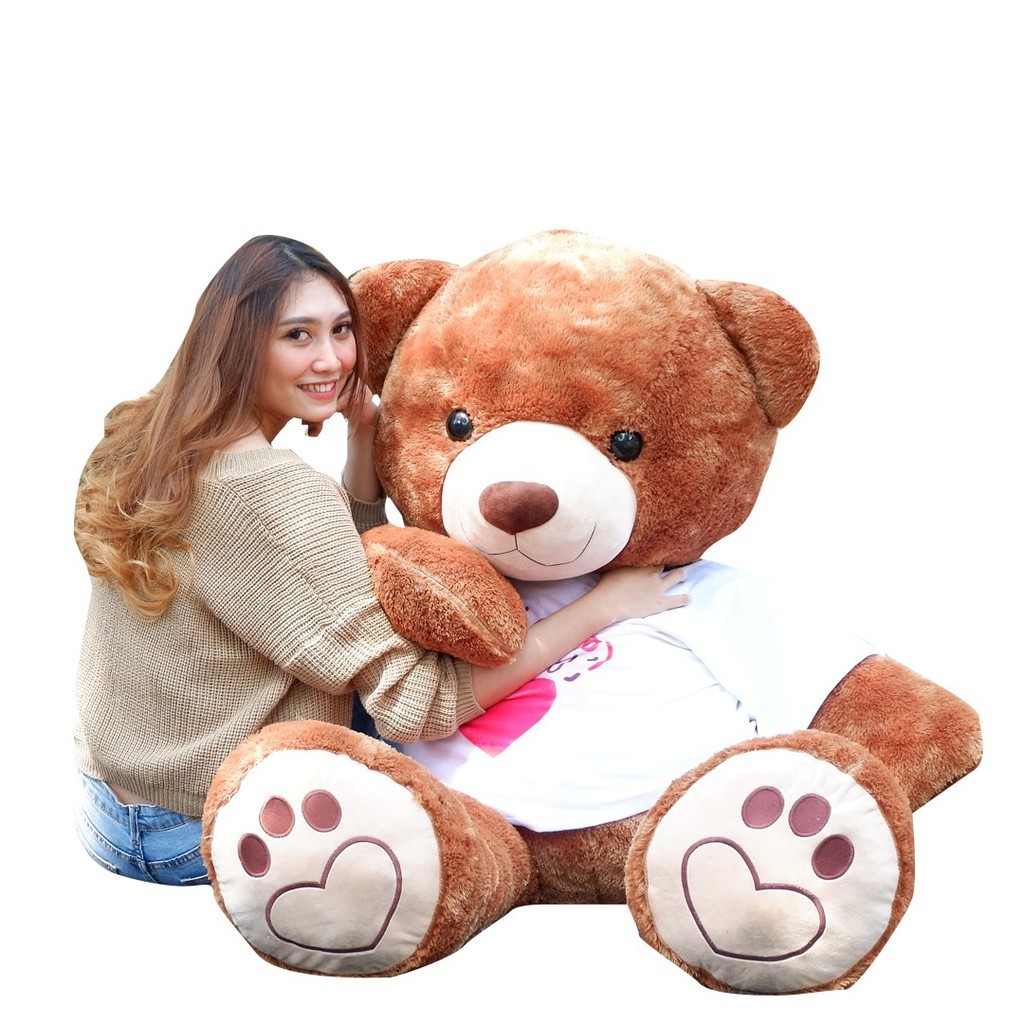 Boneka Beruang teddy bear Super Jumbo Bear Saranghaeyo 1.4 meter ukuran manusia SNI bulu halus premi