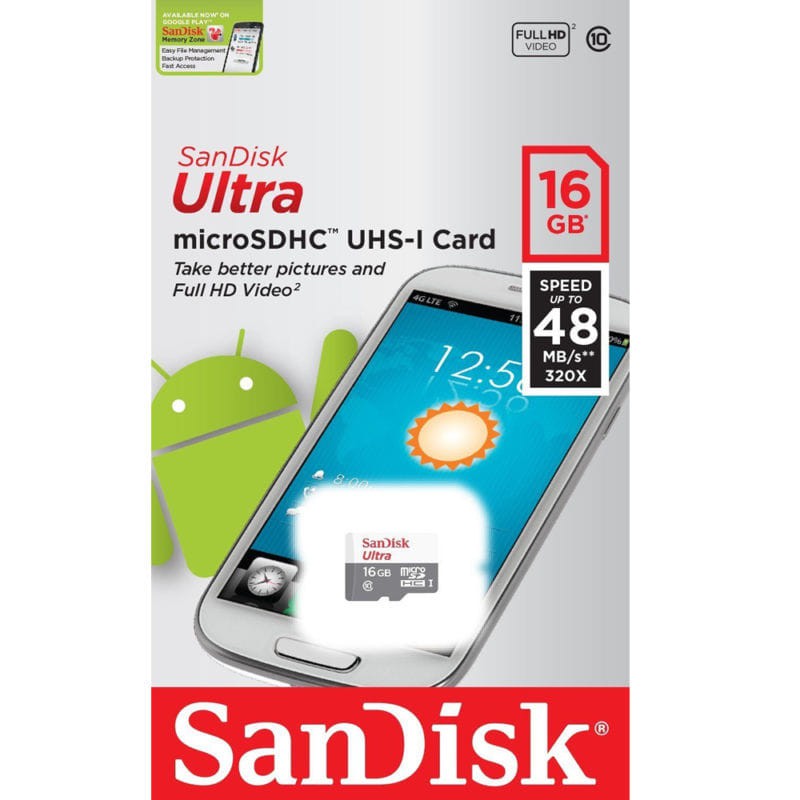 SanDisk Ultra microSDHC UHS-I - 16GB Class 10 48MB/s