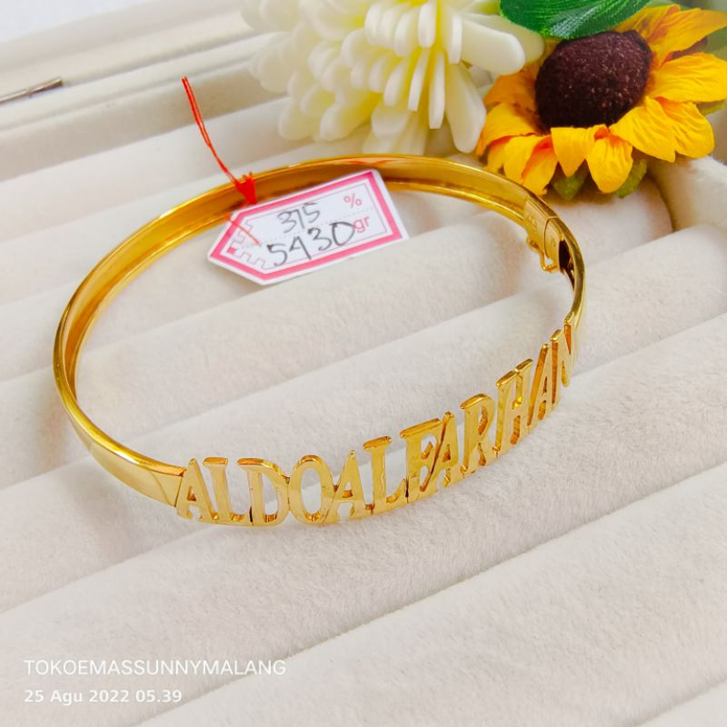 PESAN GELANG NAMA EMAS ASLI 375%