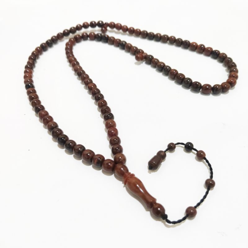 Tasbih kokka kaokah 99 butir bulat 8 mm polos coklat hitam kauka kaoka kaukah original