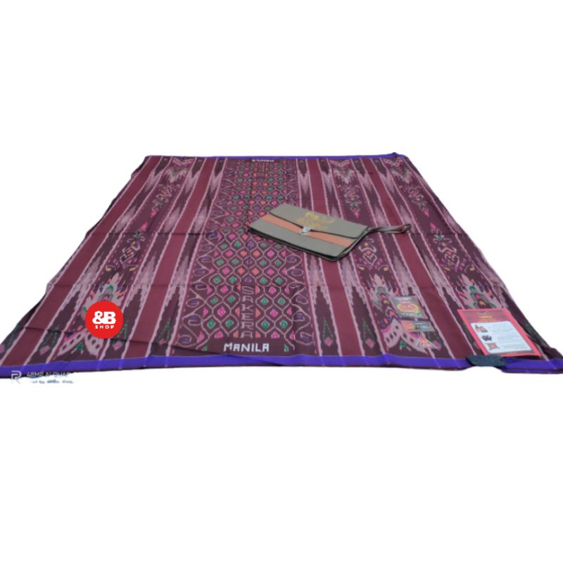 sarung tenun S100 Manila motif LAMIRI original S90 liris kotak gunung full sutra coklat tua