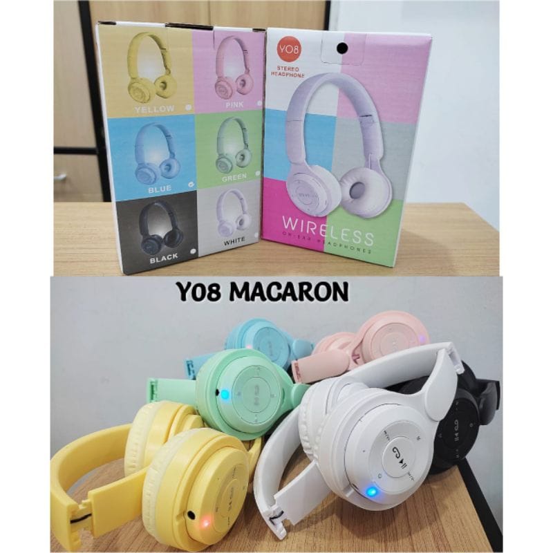 Headset Bando BLUETOOTH Y08 Macaron Handsfree BLUETOOTH Y08 Earphone Headphone Wireless Y08 Macaron