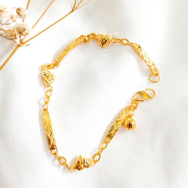 Gelang emas asli kadar 875 model holo variasi gelang hati bambu