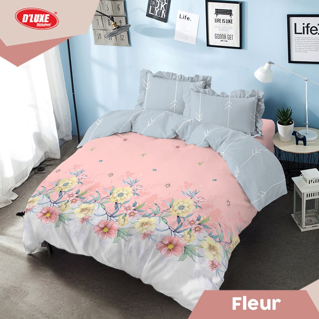 Bed cover set Kintakun D'luxe 180x200 King no 1 Sprei Rumbai motif Fleur - Badcover - Betcover