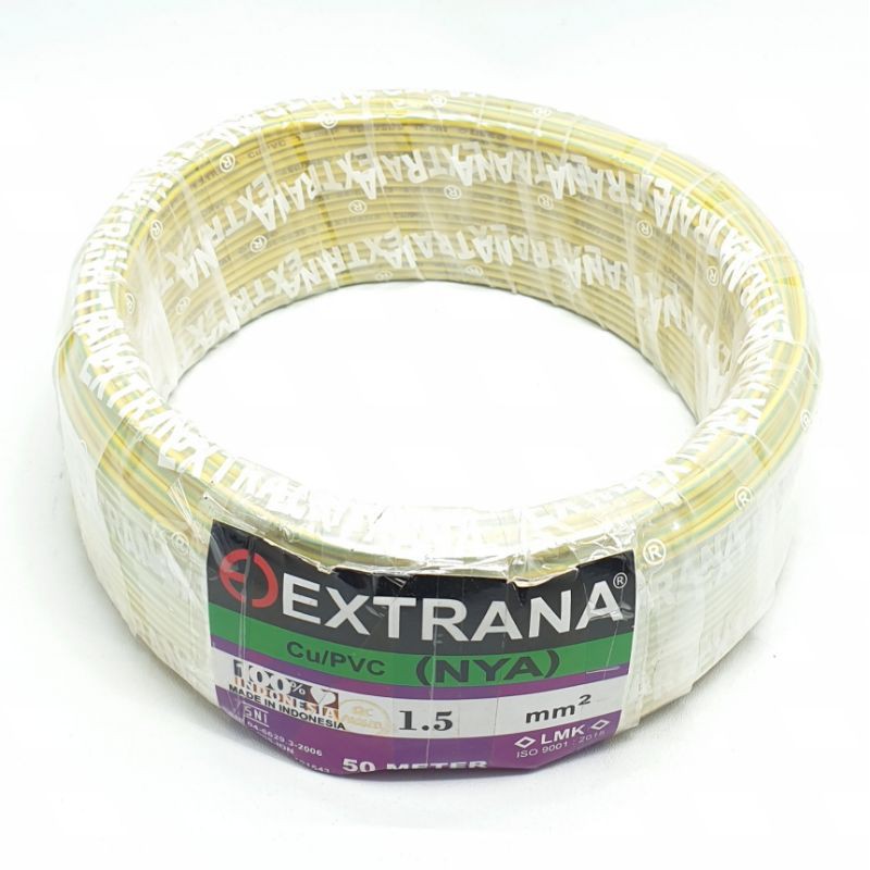 Extrana NYA 1,5MM 50 Meter Full SNI FULL LMK Kabel Listrik Nya 1x1,5mm² 50M Tunggal Engkel EXTRANA