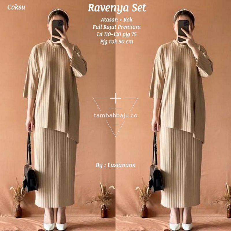 Set Rok Span Korea Wanita Kekinian Setelan Knit Modis Dewasa Terbaru One Set Rok Baju Rajut Knit Jum