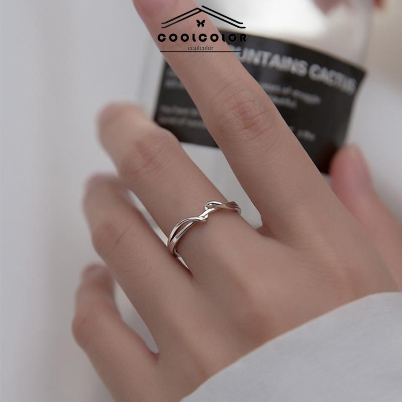 COD Cincin Garis Sederhana Cincin Geometris Wanita Cincin Lembut Terbuka Cincin Jari Telunjuk Pacar- cl