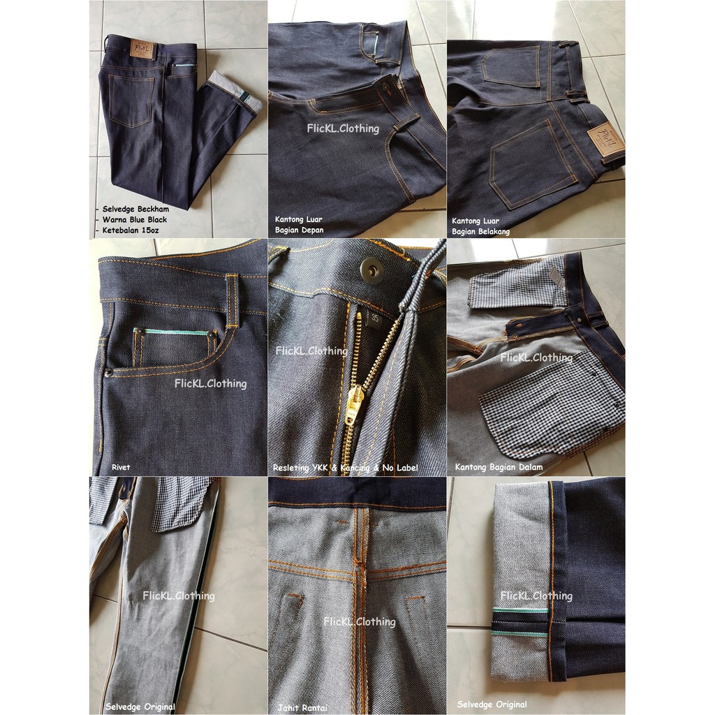 Celana Jeans Denim Selvedge Panjang Pants hitam blue indigo abu black 12oz 13oz 14oz 14.5oz 15.5oz