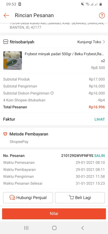 Frybest Minyak Padat 500gr / Beku Frybest,rahasia Restoran Cepat Saji