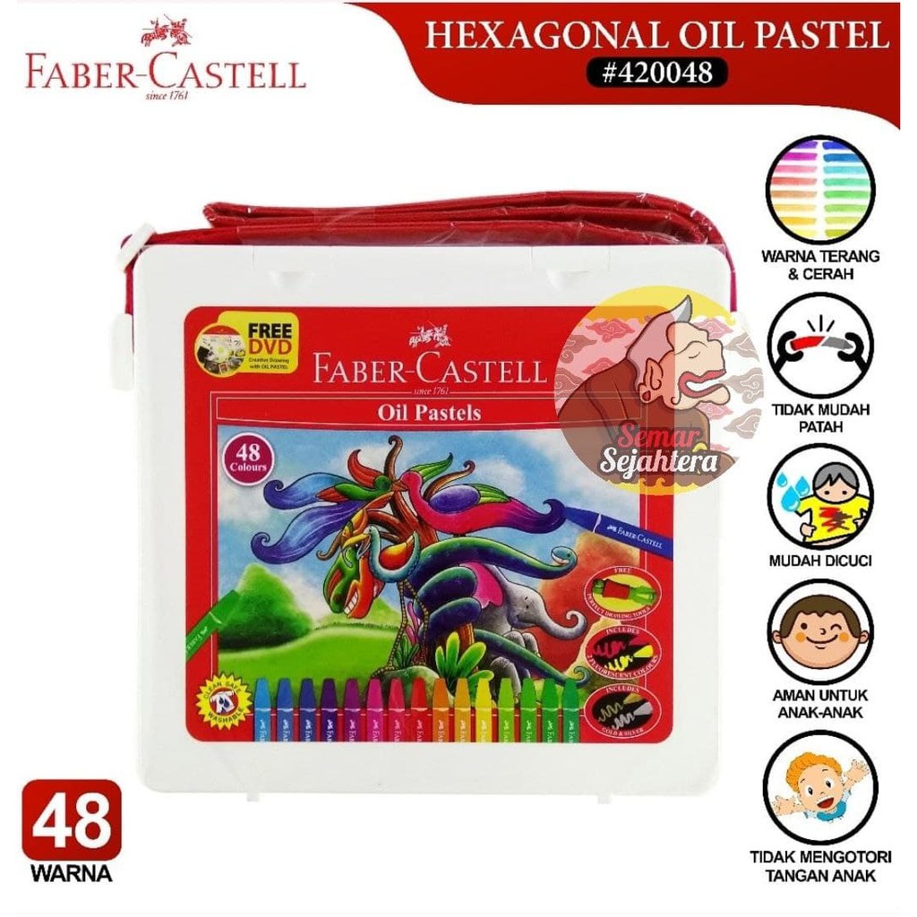 

[SET] FABER-CASTELL CRAYON PLASTIC BAG 48 WARNA HEXAGONAL OIL PASTEL KRAYON^