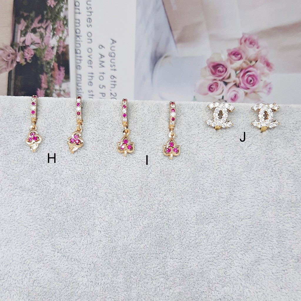 Anting Hoop Meilyn Meili Batu Putih Solitaire Elegan Lapis Emas - BE281