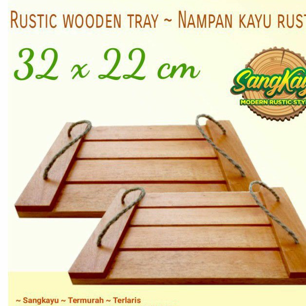 Nampan nampan kayu rustic wooden tray 32x22 cm nampan saji kayu unik