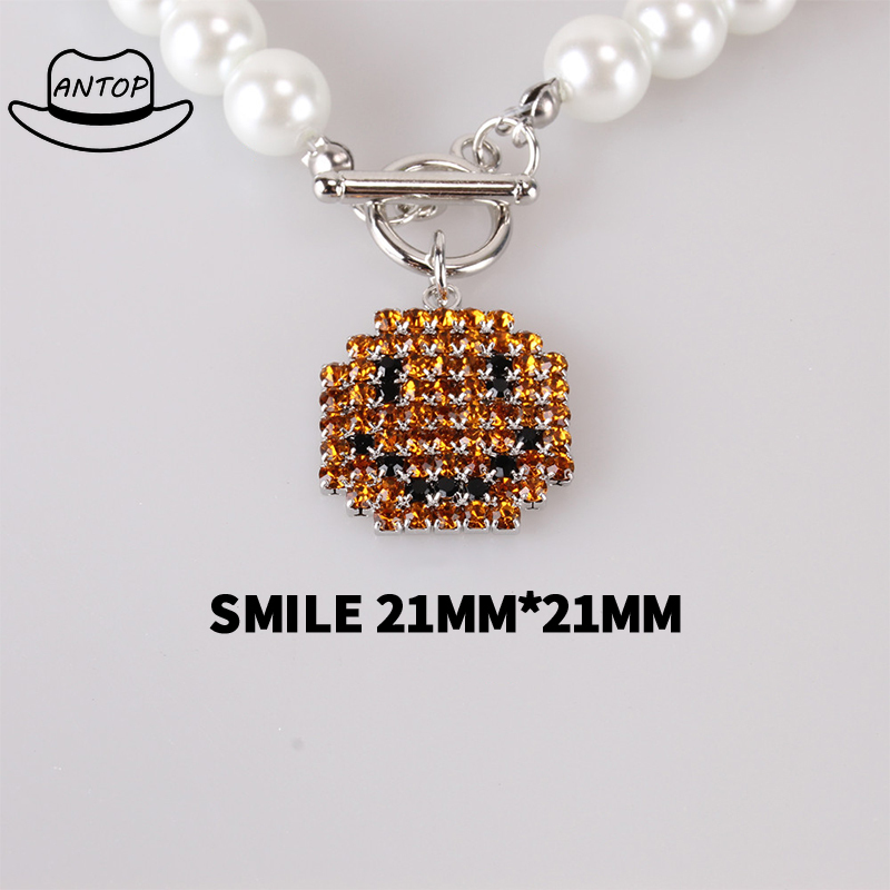 Kalung Mutiara Anne Pearl Choker Fashion Korean Personality Hip Hop Pearl Smiley OT Buckle Pendant Chain ANTOP