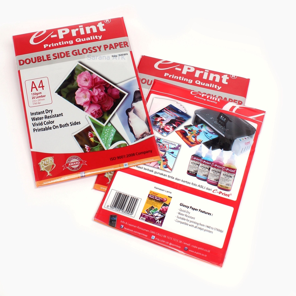 

E-print Double Side Glossy Paper A4 150Gsm 20S [ Bunga&Pinguin ] Pack