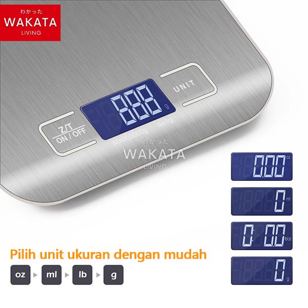 THOME Timbangan Dapur Kue Digital 5Kg STAINLESS / Stylish Timbangan Dapur Digital Kue Kitchen Scale untuk Kopi Makanan Tepung - Timbangan Digital Dapur