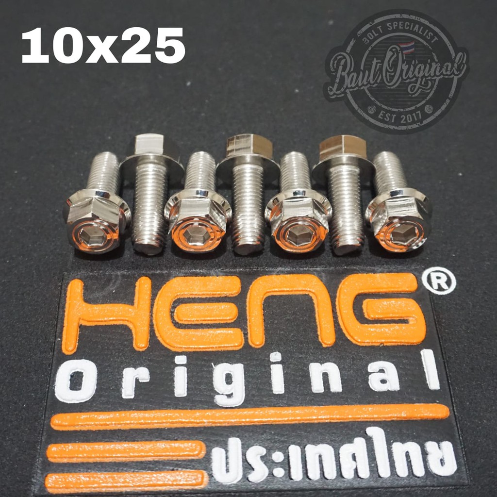 baut probolt 2kunci 2 kunci stainless 10x25 drat 14 panjang 2.5cm original heng thailand silver