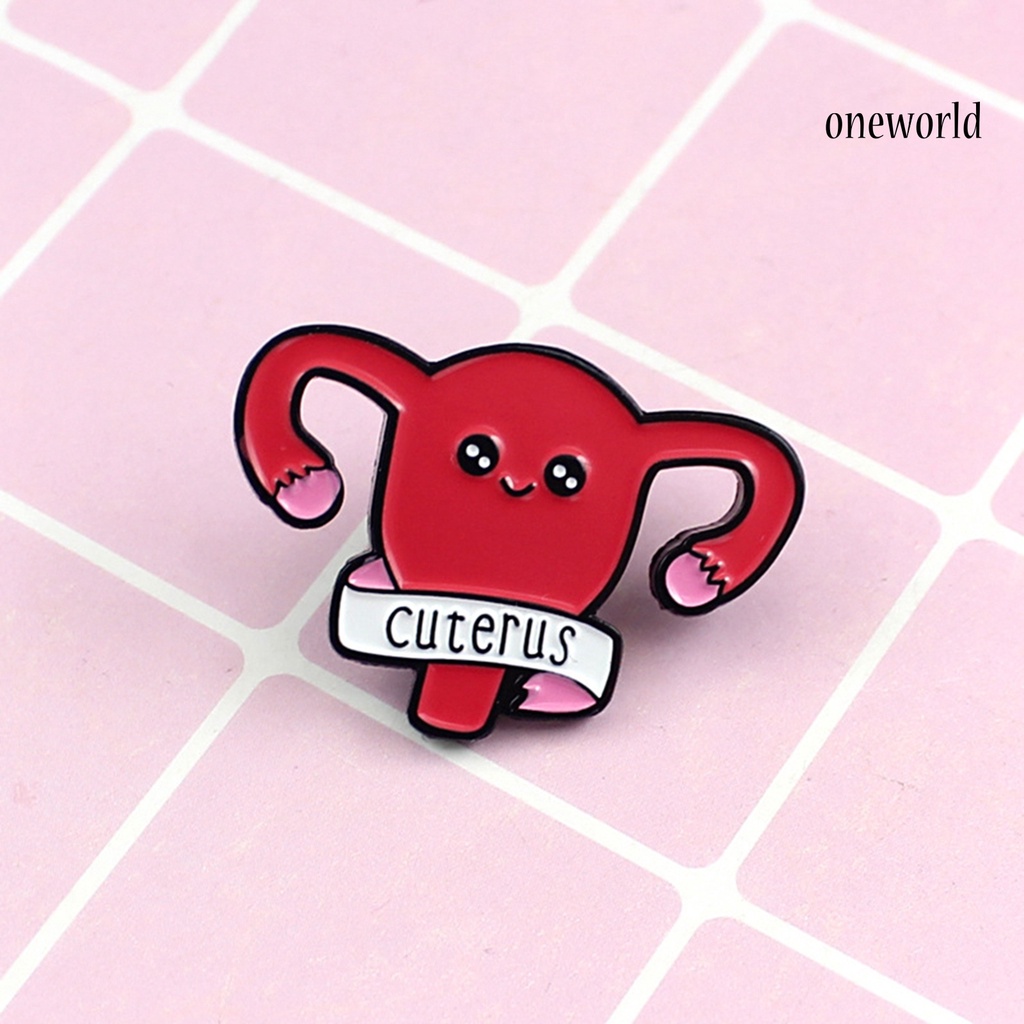 OW@ Cartoon Uterus Shape Enamel Brooch Pin Clothing Jeans Jacket Badge Breast Pin Decor