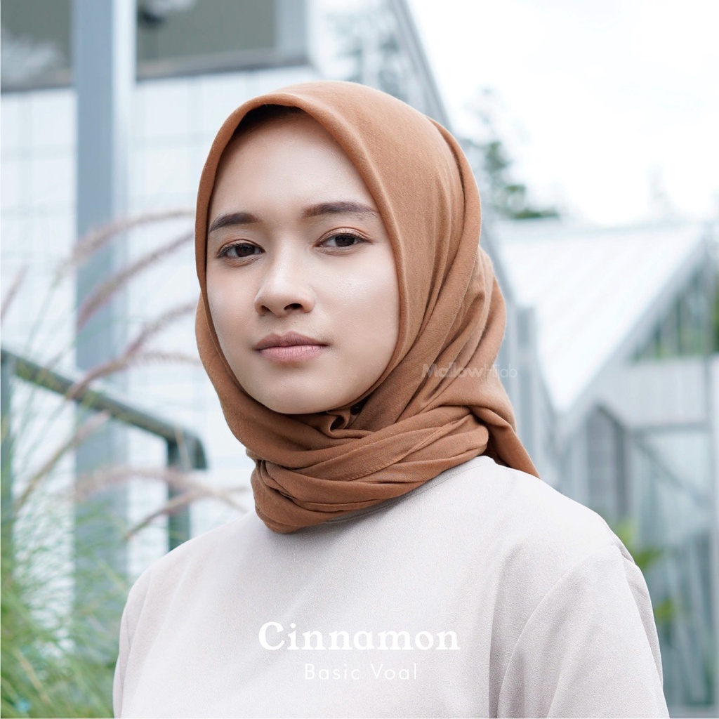 Basic Voal Hijab Segiempat Premium Voal by Mallow Hijab-Cinnamon