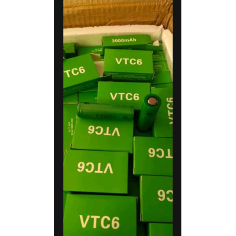 Baterai 18650 VTC6 3000mAh 20a flat top 18650 sony VTC 6 free case battery