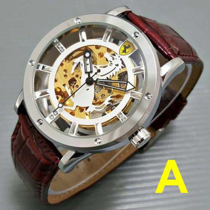 Jam tangan murah Pria/cewekMatic Kulit Ferrari BLACKHORSE