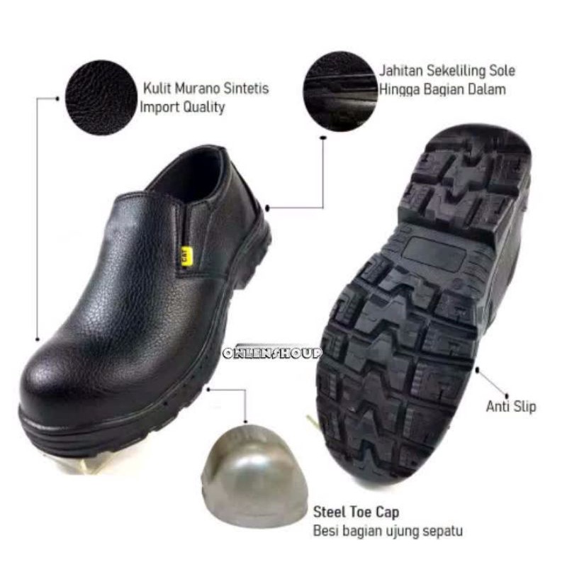 Sepatu safety low boots pria sepatu safety slip on sepatu kerja proyek ujung besi