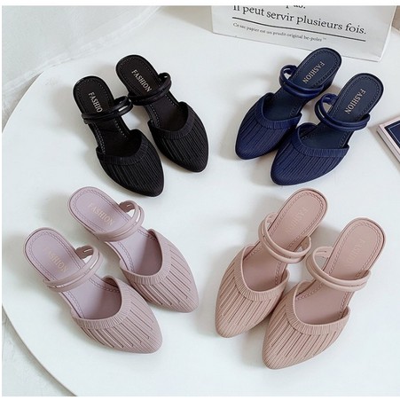 S569 Sandal Flat Shoes Wanita / Bahan Jelly Sol Karet / Sandal Murah Import Batam