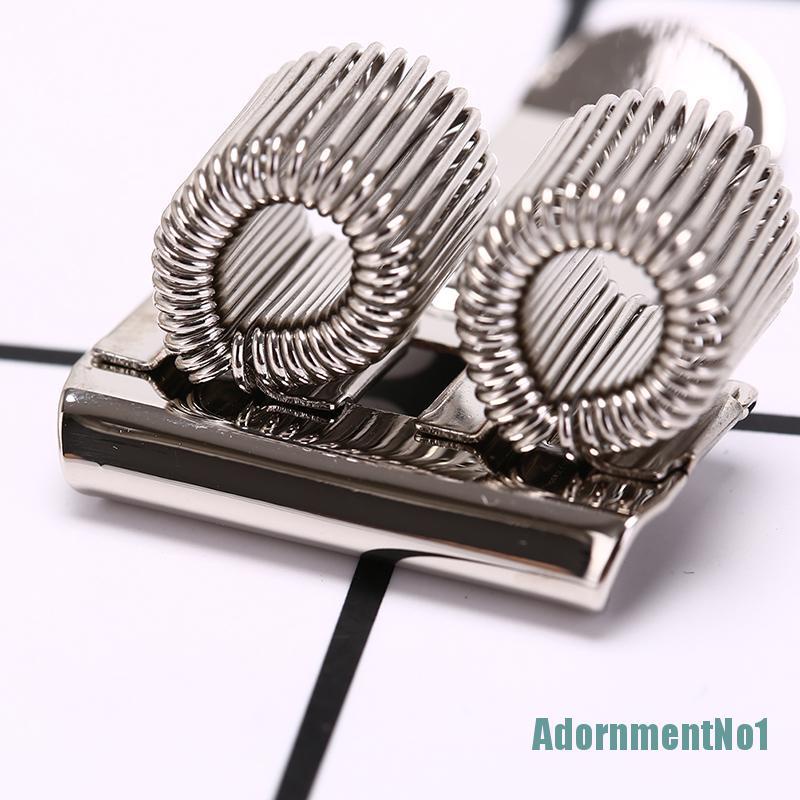 (AdornmentNo1) Holder Pulpen 2 Lubang Bahan metal Warna silver Dengan Klip Saku