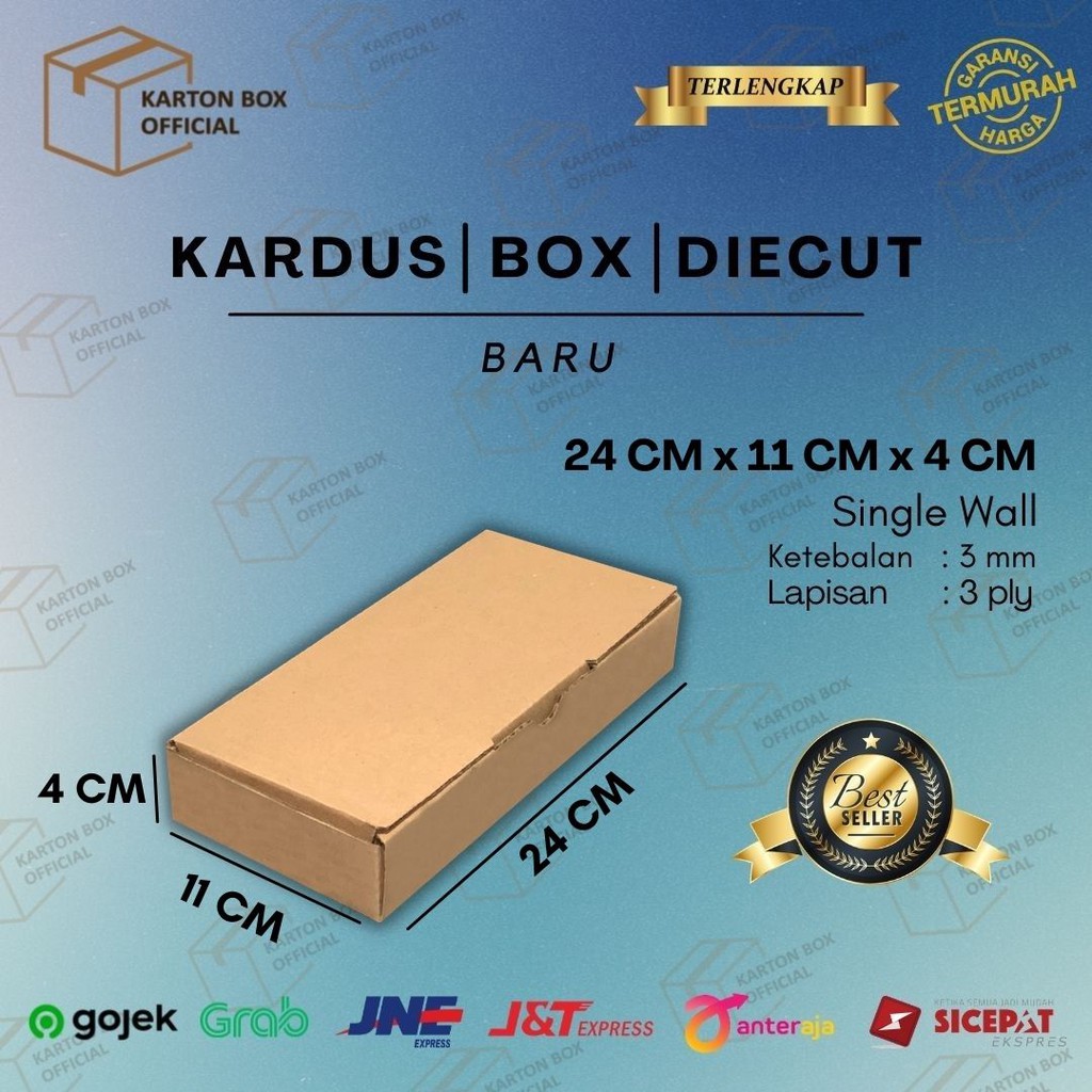 

Kardus Box Die Cut 24x11x4 CM Dus Packing Packaging Polos