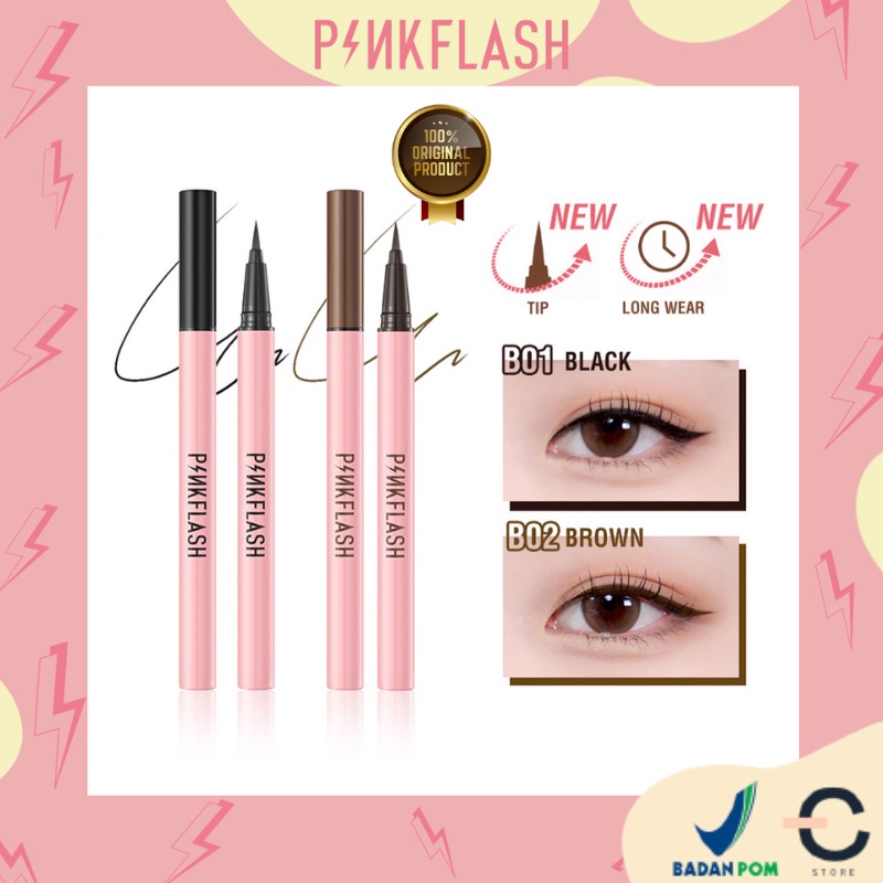 [ORI READY] PINKFLASH OhMyLine Liquid Eyeliner Evenly Pigmented Long Lasting Quick Dry Smudge-proof Anti-transfer Waterproof Black | PINKFLASH Eyeliner Pen Anti Air Tahan Lama | WATERPROOF EASY EYELINER PF-E01