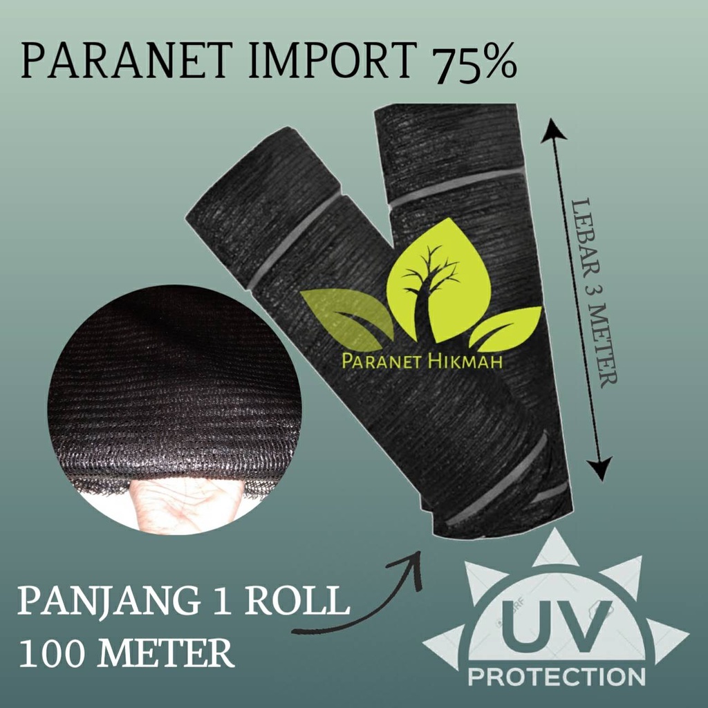 [PROMO]paranet 75% 100 meter 1 roll lebar 3 meter grade a import untuk #peneduh tanaman #paranet 1 r