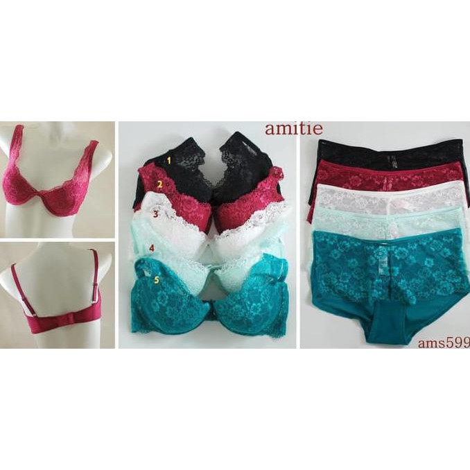 Amitie Braset. Bahan Lace Halus. Half Cup. Berkawat. Ams599 A48 Promo