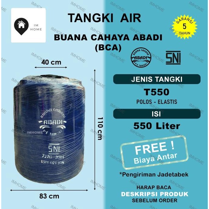 Tangki / Toren Air BCA 500 Liter T550 Murah