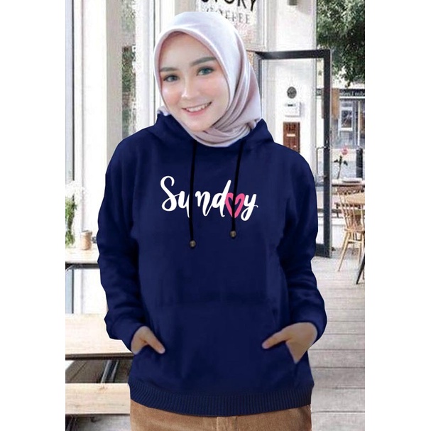 Sweater Hoodie Wanita sunday / Sweater Hoodie Korean Style / Sweater Terbaru 2020 / Sweater Tebal / Sweatshirt Hoodie Wanita