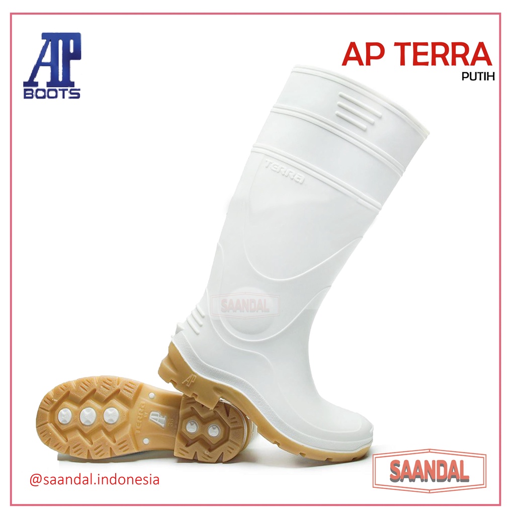 Sepatu Boots Tinggi Terra Putih White APD Medis Anti Air Anti Minyak Anti Licin