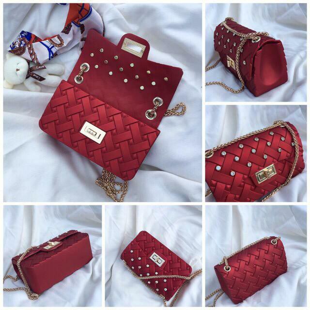 LB 541 (FREE SYAL &amp; BONEKA) TAS SELEMPANG WANITA TAS BATAM IMPORT WANITA - JELLY TIKAR (ADA DIAMOND)