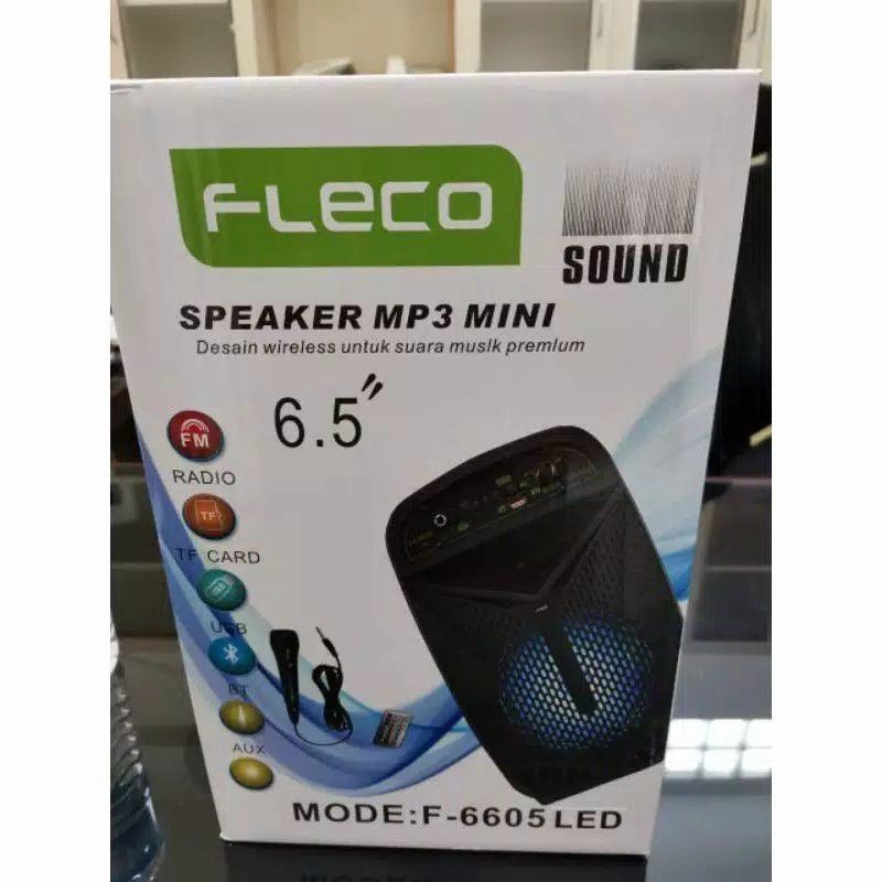 Speaker Bluetooth FLECO F-6606 F-6605 F-6603 Free Mic Remote FM Radio