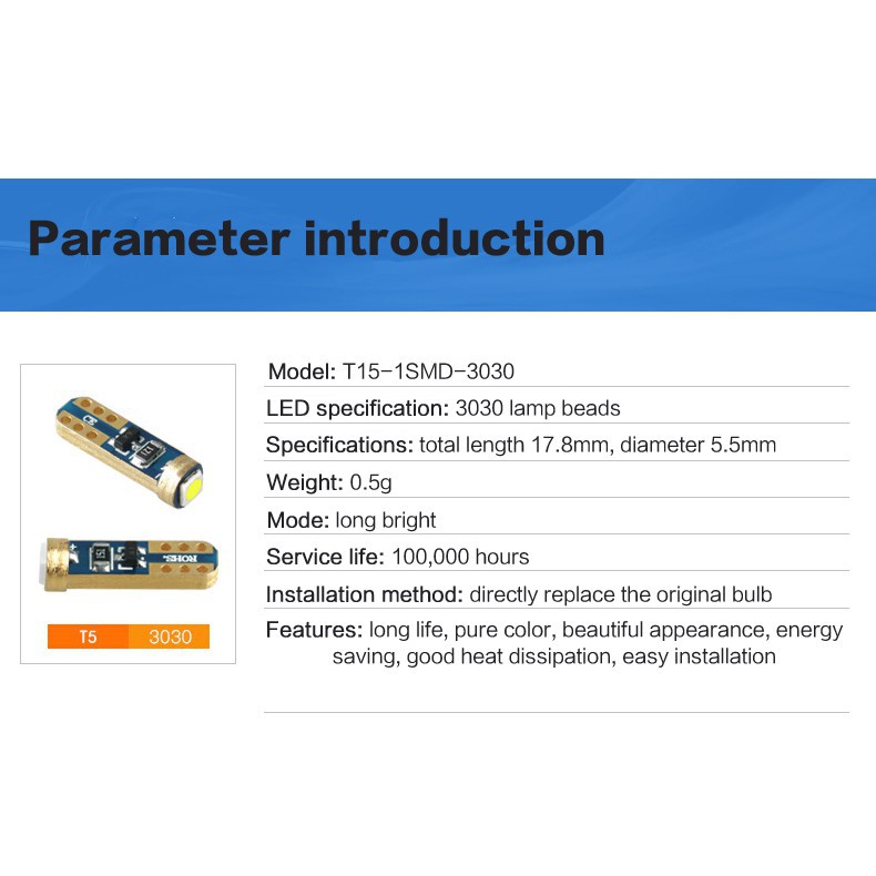 1pcs 【In stock】T5 3030 LED instrument light central control lamp panel lamp