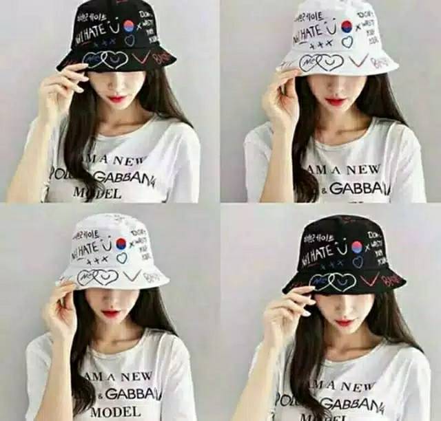 bucket hat  topi bucket  topi korea / topi wanita /  bucket badas topi  /  bucket sablon / topi