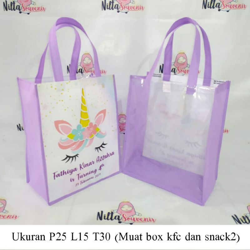 

tas ulang tahun anak unicorn terbaru/tas mika transparan/tas souvenir ultah/tas snack ultah