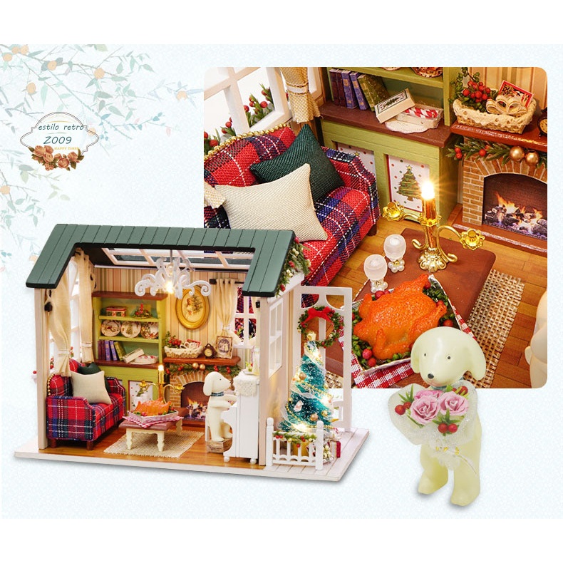 Merakit Rumah boneka cantik bisa untuk Pajangan semua anak pasti akan mendekat Miniatur Rumah Boneka 3D DIY 1:24 - 8009A Warna Mix Warna Diy Miniatures Dollhouse Kits Wooden Miniature House Kit Birthday  Roombox Doll House Furniture Set