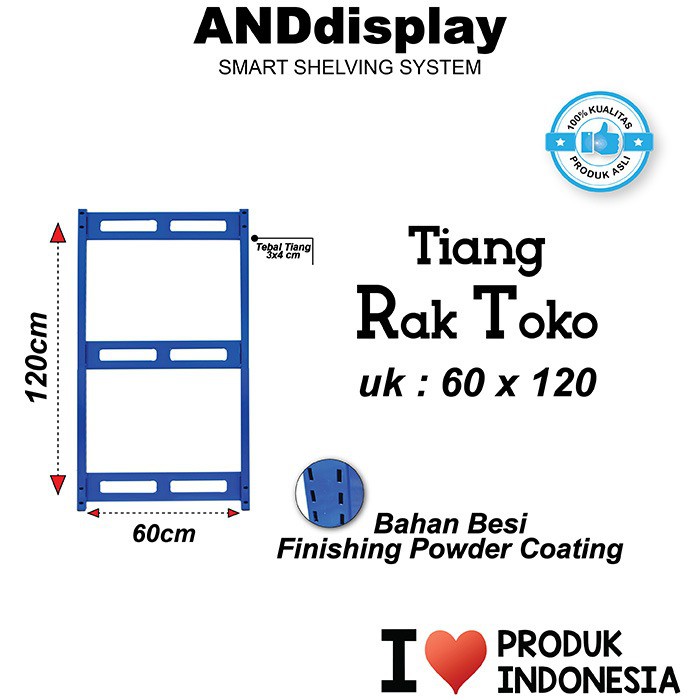 TIANG RAK TOKO T.120CM X L.60CM RAK GUDANG BESI SUPERMARKET ANDDISPLAY