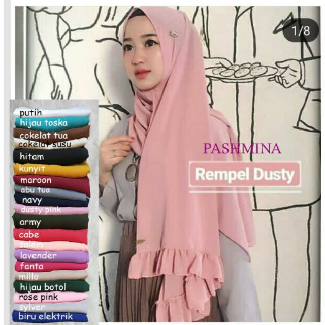 Hijab Pasmina Lyra Ruffle Rempel diamond Pashmina Shabyan Jumbo