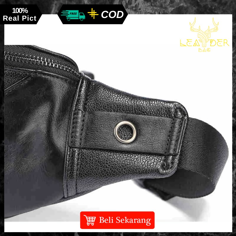 Waist Bag Kulit Pria Original Model Terbaru Warna Hitam Atau Tas Selempang Kulit Cowok Distro Import